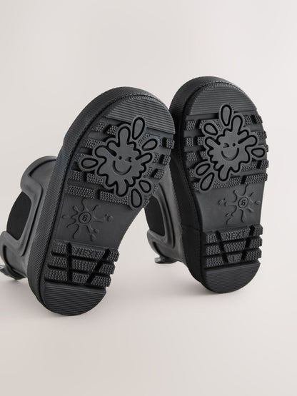 Black Plain Warm Lined Ankle Wellies image 5