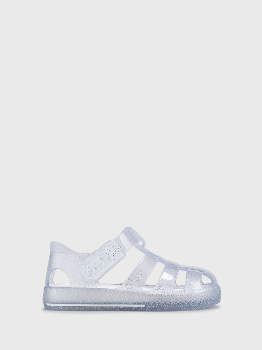 Silver Clear Star Glitter Sandals image 1