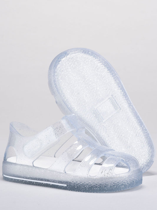 Silver Clear Star Glitter Sandals image 2