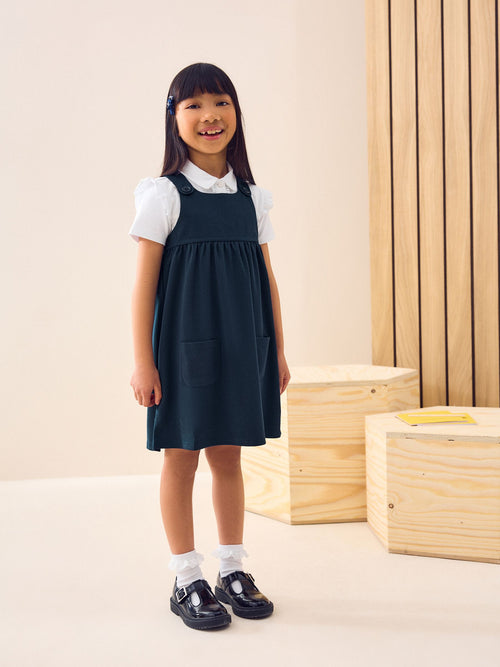 Dsiney Kidz - Navy Blue Jersey Stretch Pinafore School Dress (3-14yrs) image 1