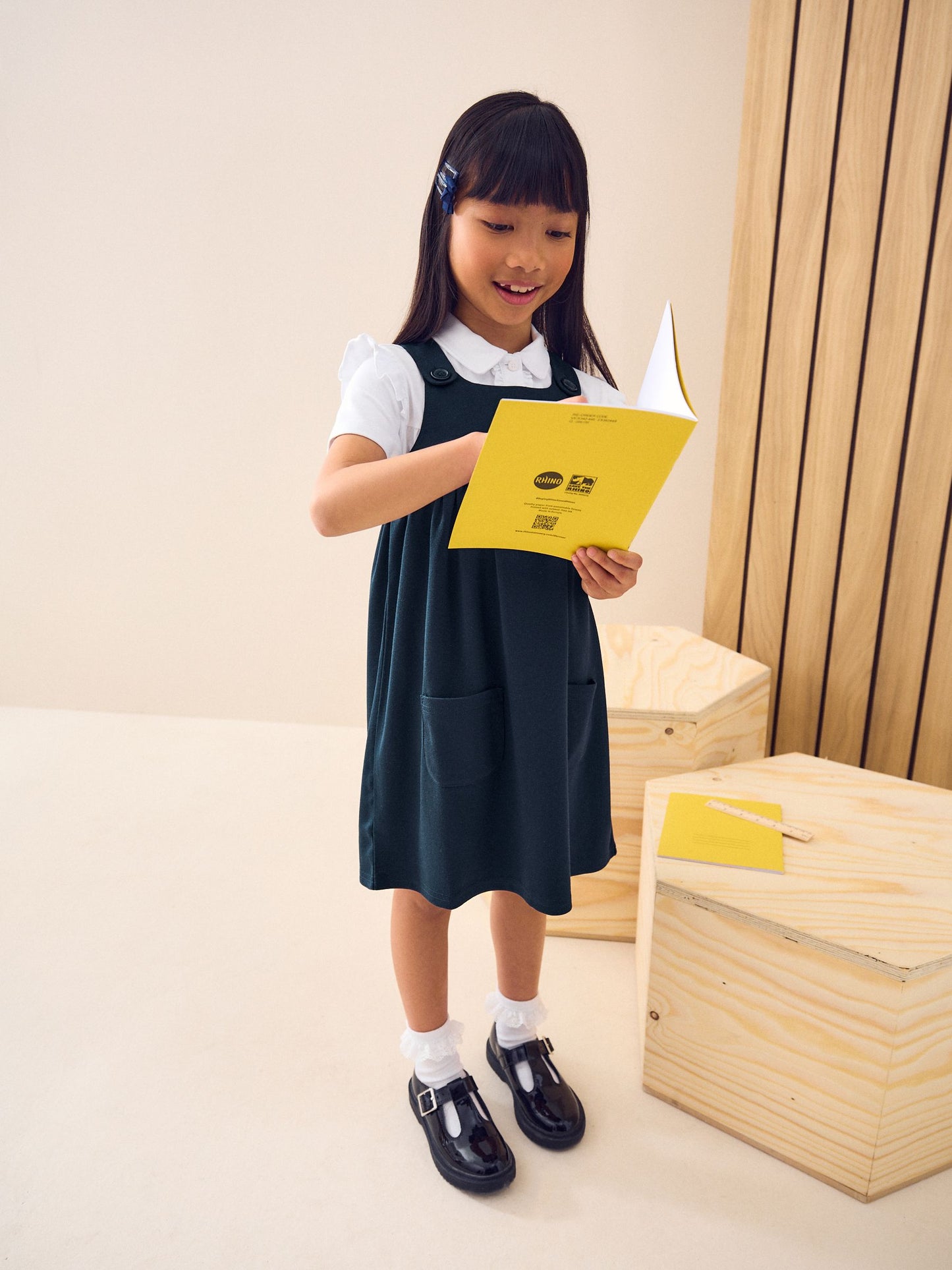 Navy Blue Jersey Stretch Pinafore School Dress (3-14yrs) image 2