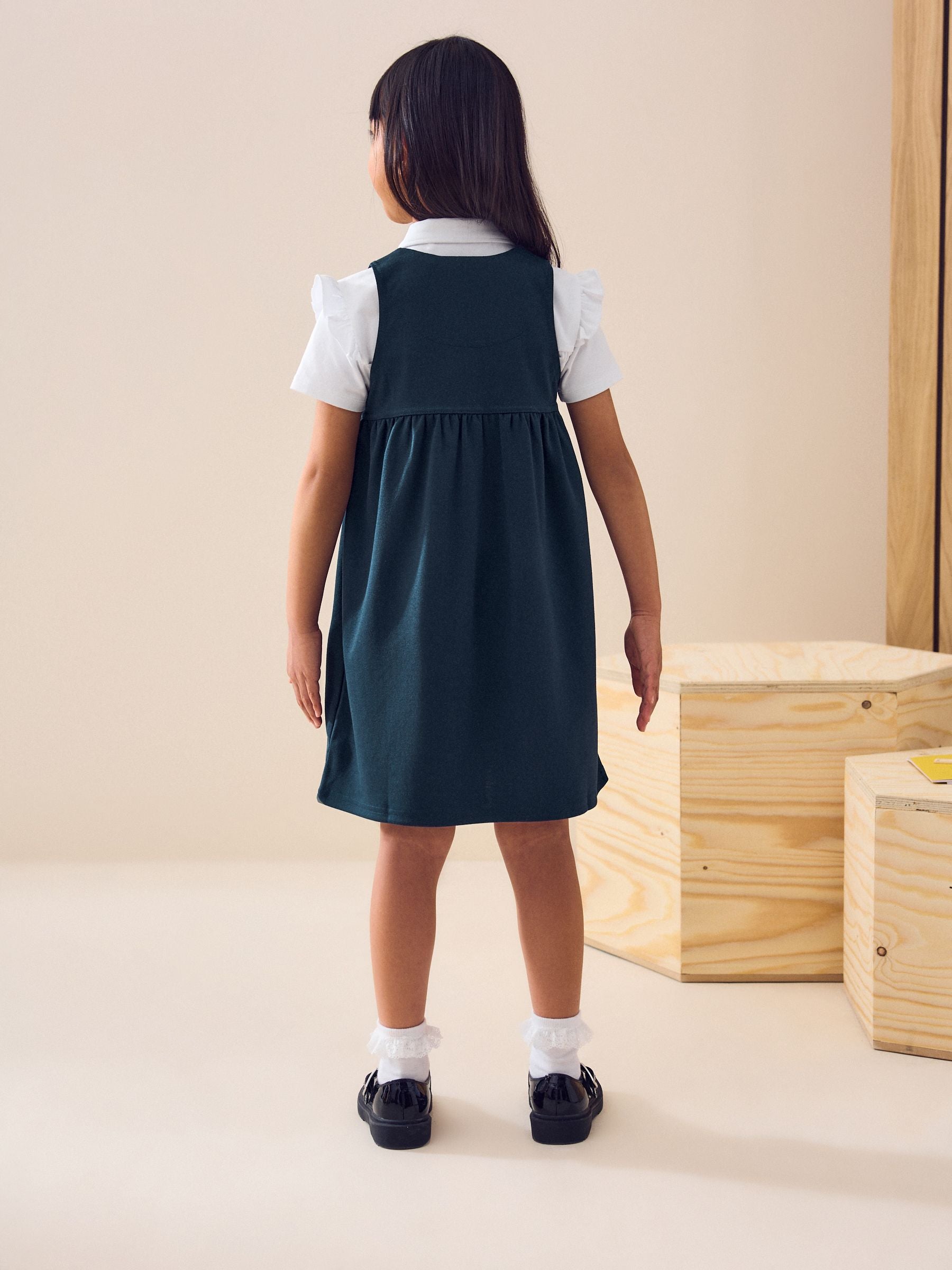 Navy Blue Jersey Stretch Pinafore School Dress (3-14yrs) image 3