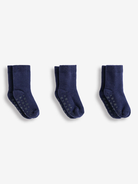 JoJo Maman Bébé Navy Blue 3-Pack Extra Thick Socks image 1
