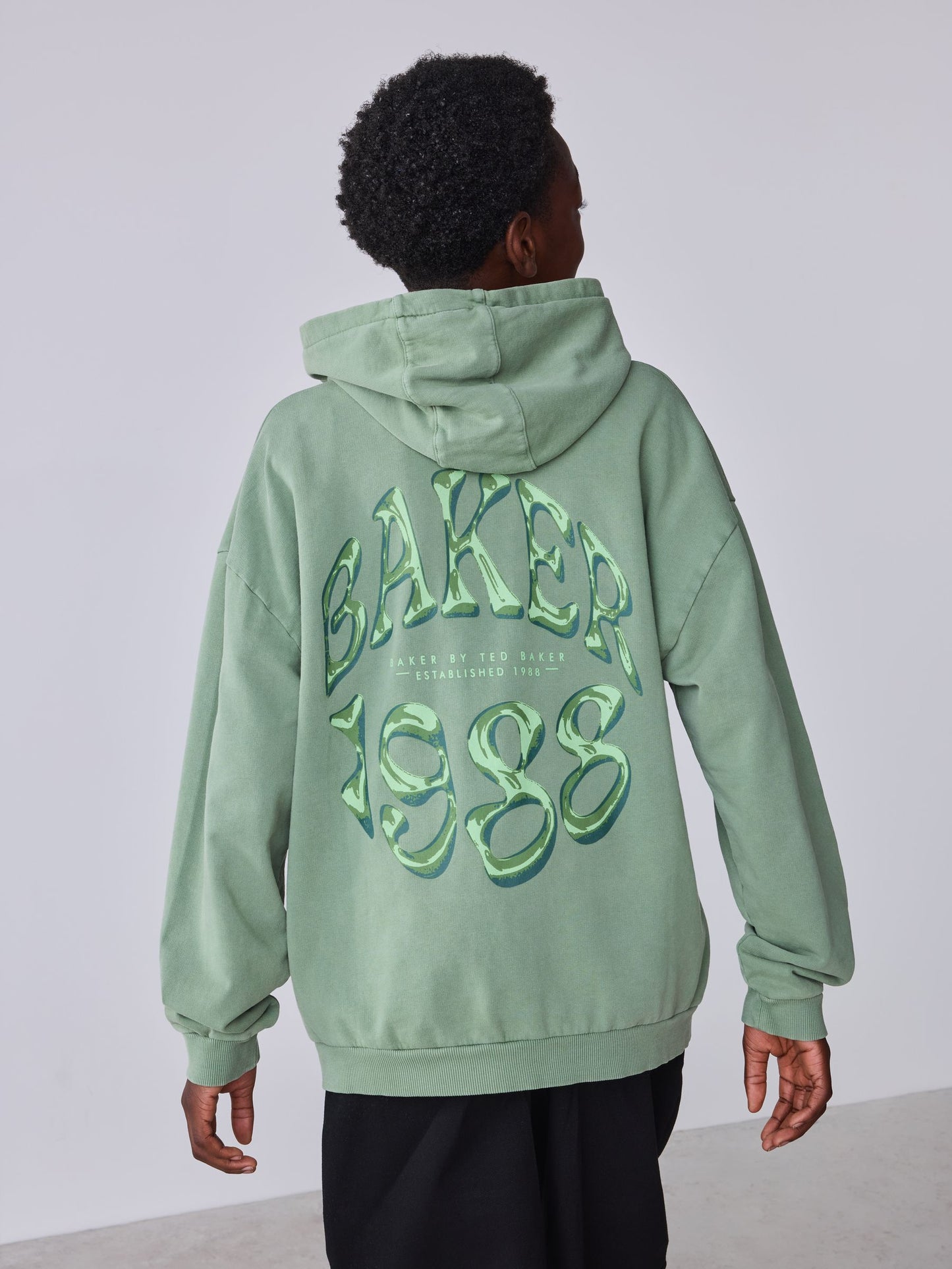 Dsiney Kidz - Baker by Ted Baker Sage Green Oversized Graphic Hoodie image 4