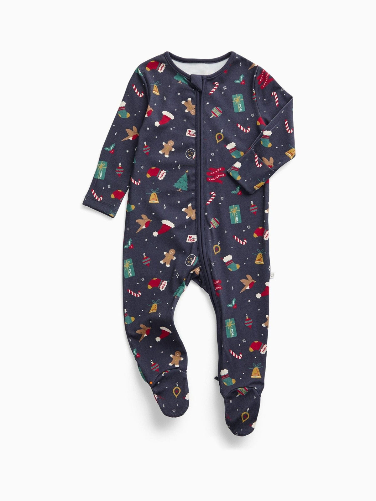MORI Navy Blue Christmas Two Way Zip-Up Sleepsuit - image 2
