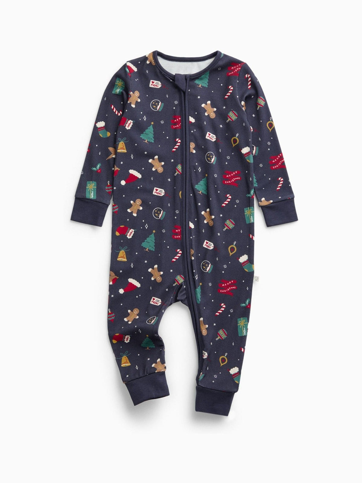 MORI Navy Blue Christmas Two Way Zip-Up Sleepsuit - image 3