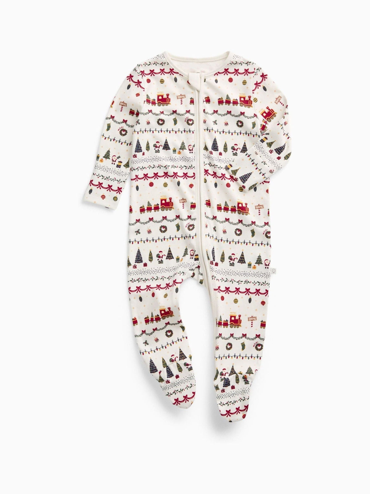 MORI Cream Christmas Fairisle Two Way Zip-Up Sleepsuit - image 3