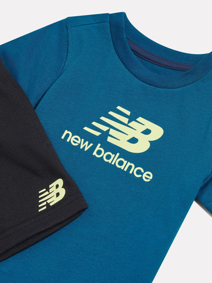 Dsiney Kidz - New Balance Blue Stacked Graphic T-Shirt & Shorts Set image 3