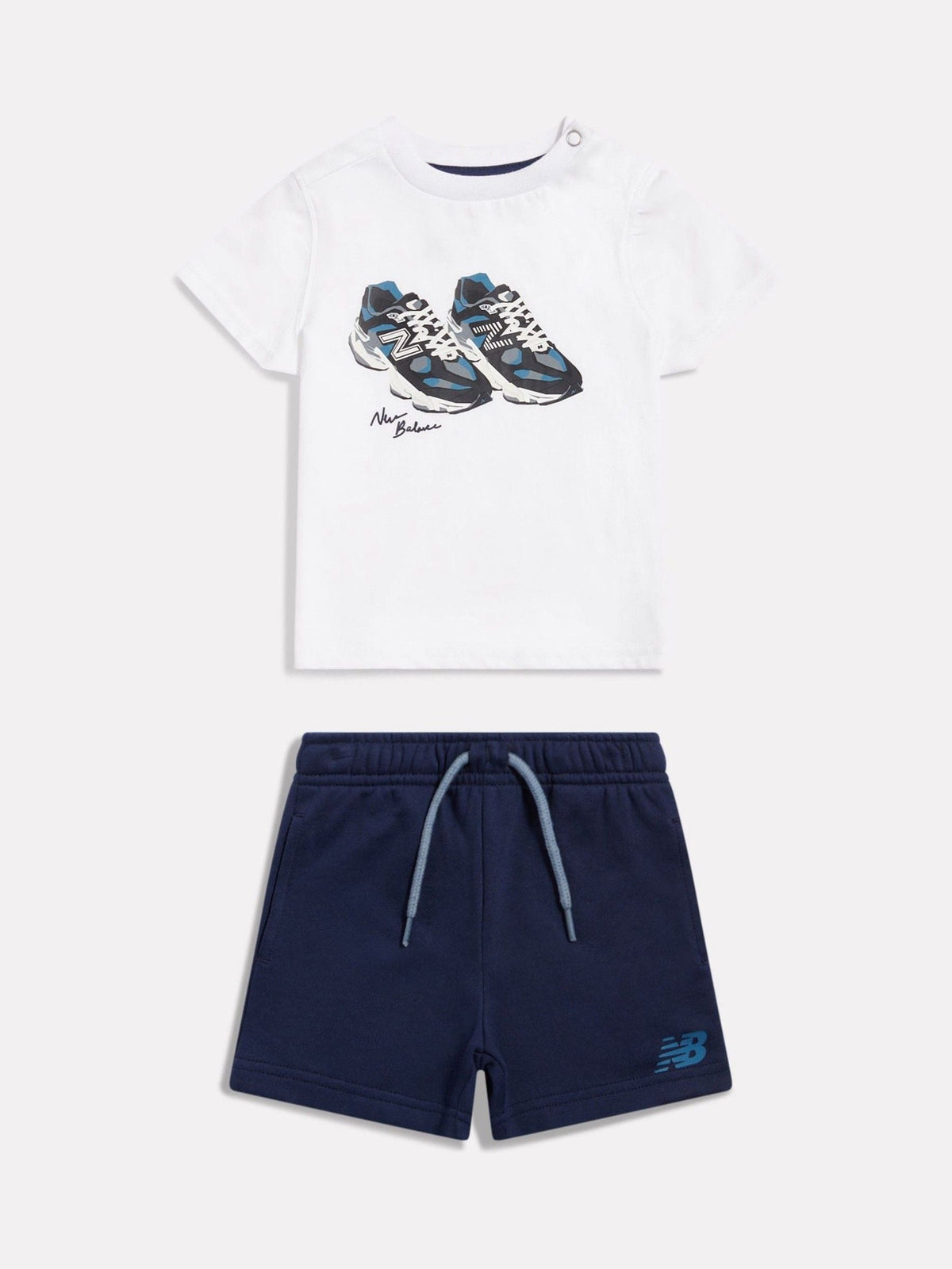 New Balance Blue 9060 Collage Graphic T-Shirt & French Terry Shorts Set - image 1