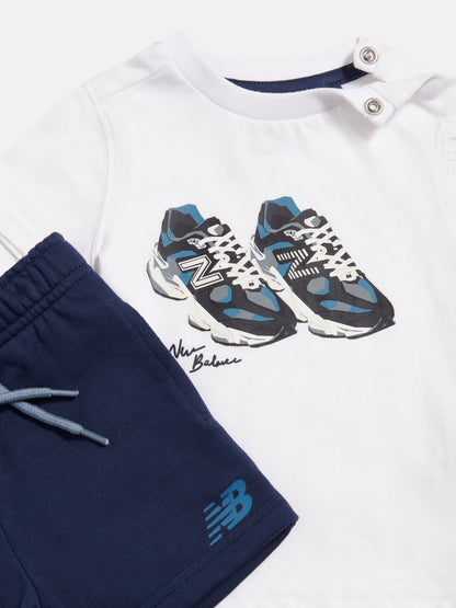 New Balance Blue 9060 Collage Graphic T-Shirt & French Terry Shorts Set - image 3