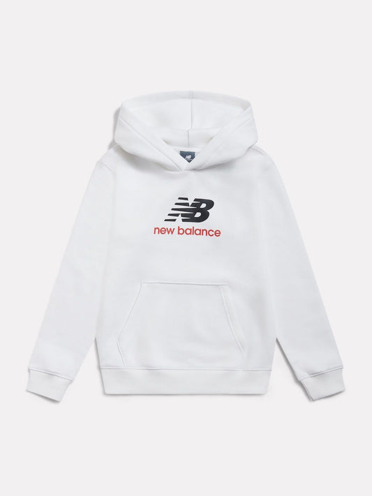New Balance White Brushback Stacked Logo Hoodie - image 1