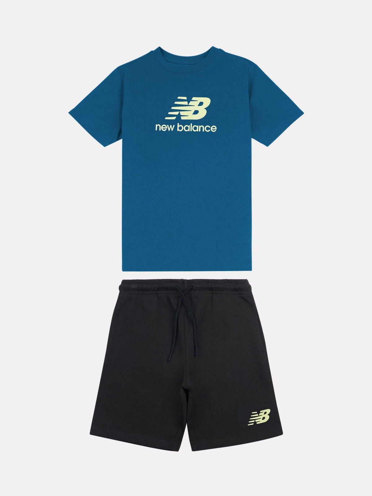 New Balance Blue Stacked Logo T-Shirt & Shorts Set - image 1
