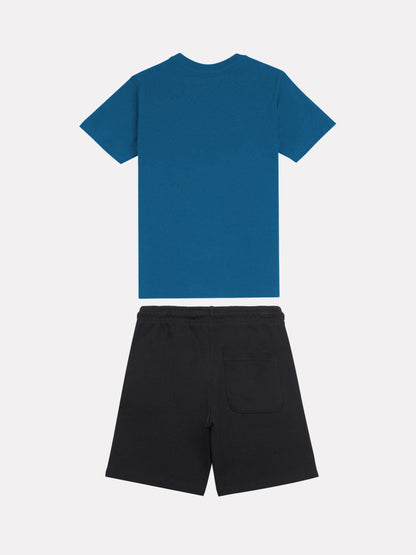 New Balance Blue Stacked Logo T-Shirt & Shorts Set - image 2