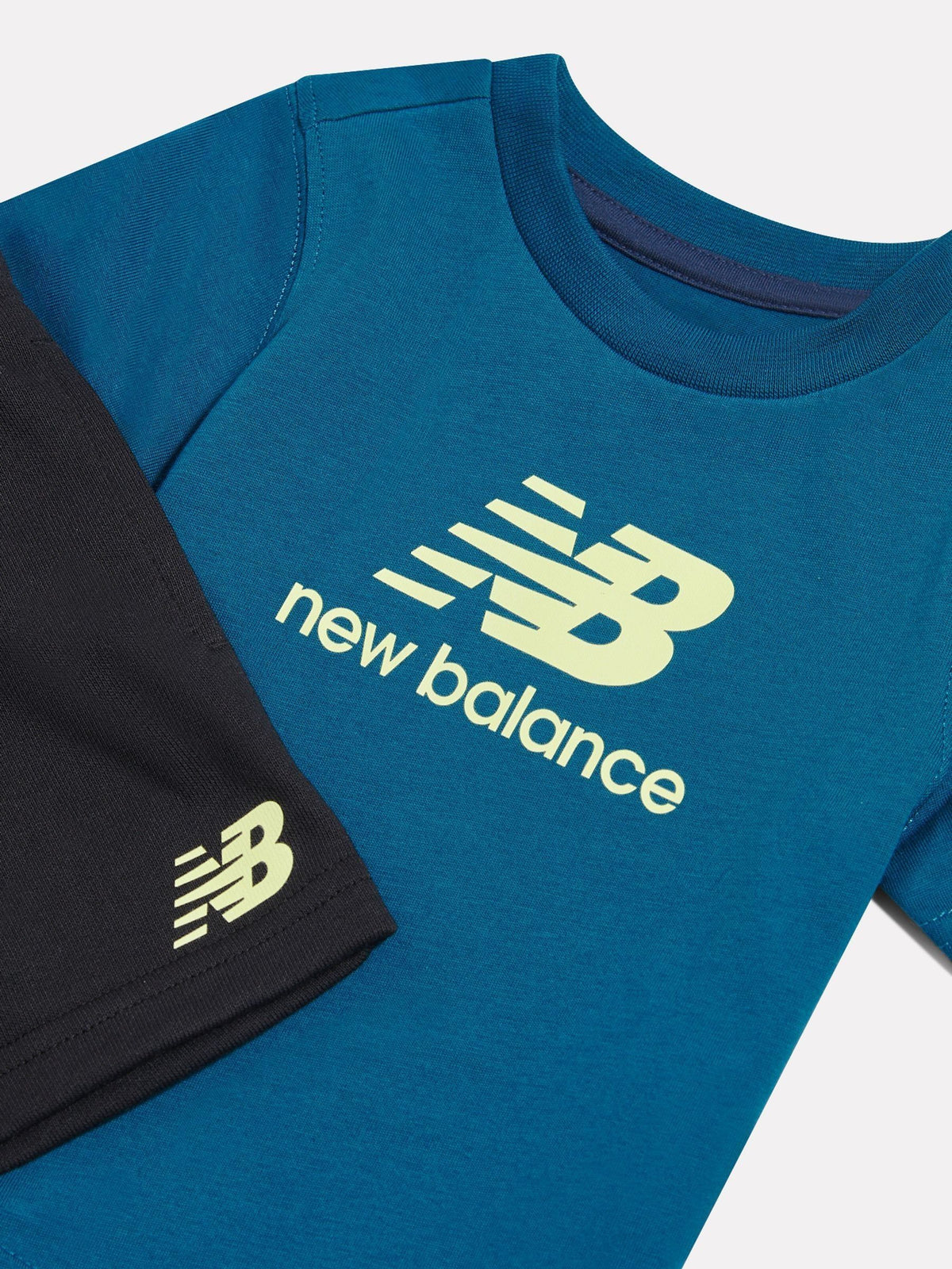 New Balance Blue Stacked Logo T-Shirt & Shorts Set - image 3