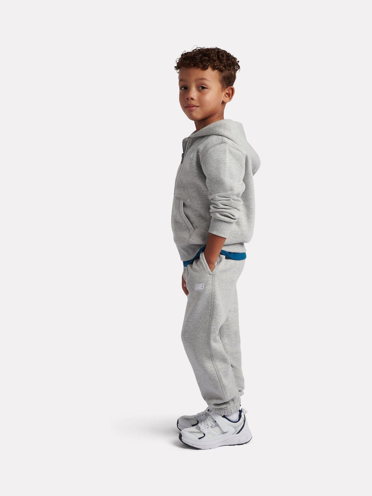 New Balance Grey Small Logo Brushback Zip Through & Joggers Set - image 2
