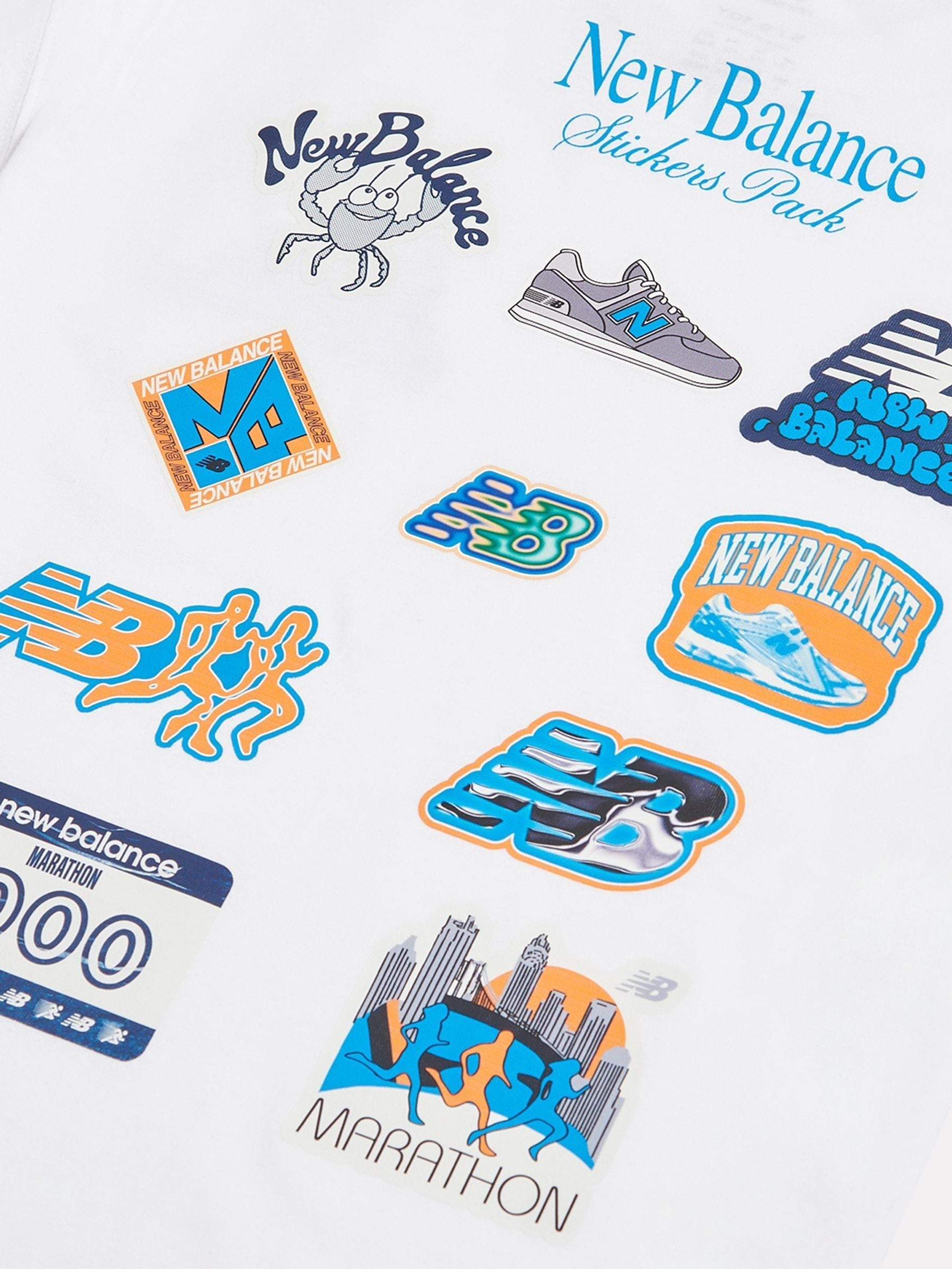 Dsiney Kidz - New Balance White Sticker Pack Graphic T-Shirt image 4