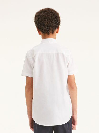 Dsiney Kidz - White Plain Short Sleeve Cotton Rich Oxford Shirt (3-16yrs) image 2