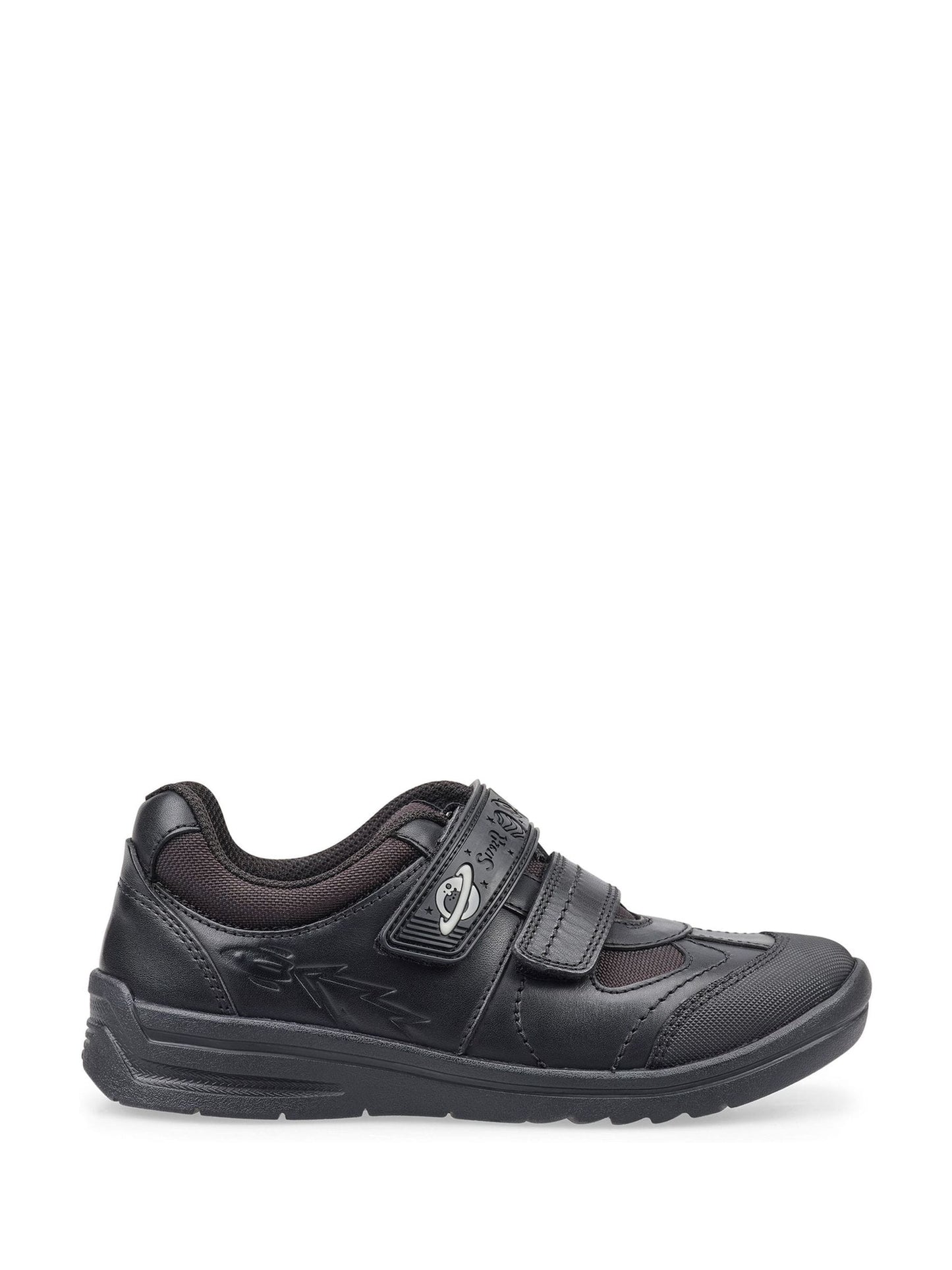 Start Rite Black Wide Fit Rocket Rip-Tape Space Theme Leather School Shoes image 2