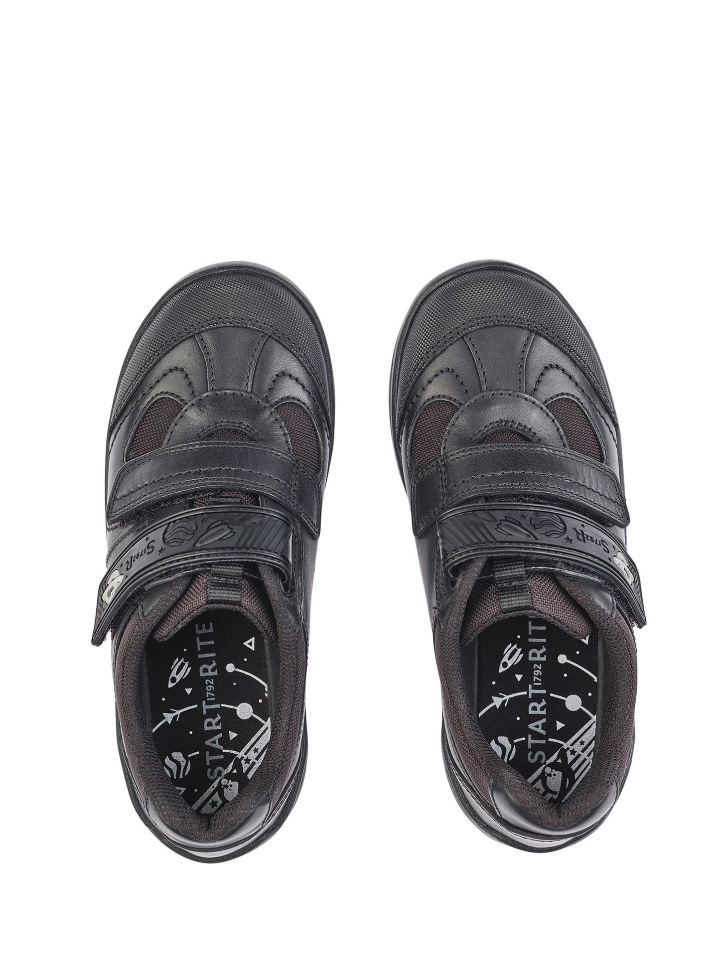 Start Rite Black Wide Fit Rocket Rip-Tape Space Theme Leather School Shoes image 3