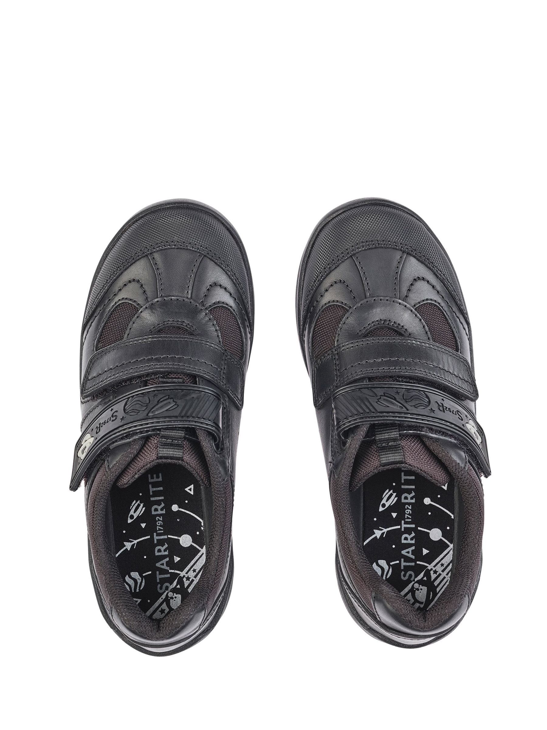 Start Rite Black Wide Fit Rocket Rip-Tape Space Theme Leather School Shoes image 3