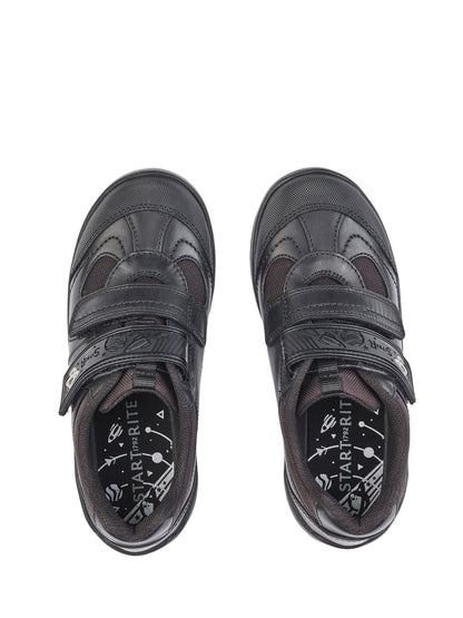 Start Rite Black Wide Fit Rocket Rip-Tape Space Theme Leather School Shoes image 3