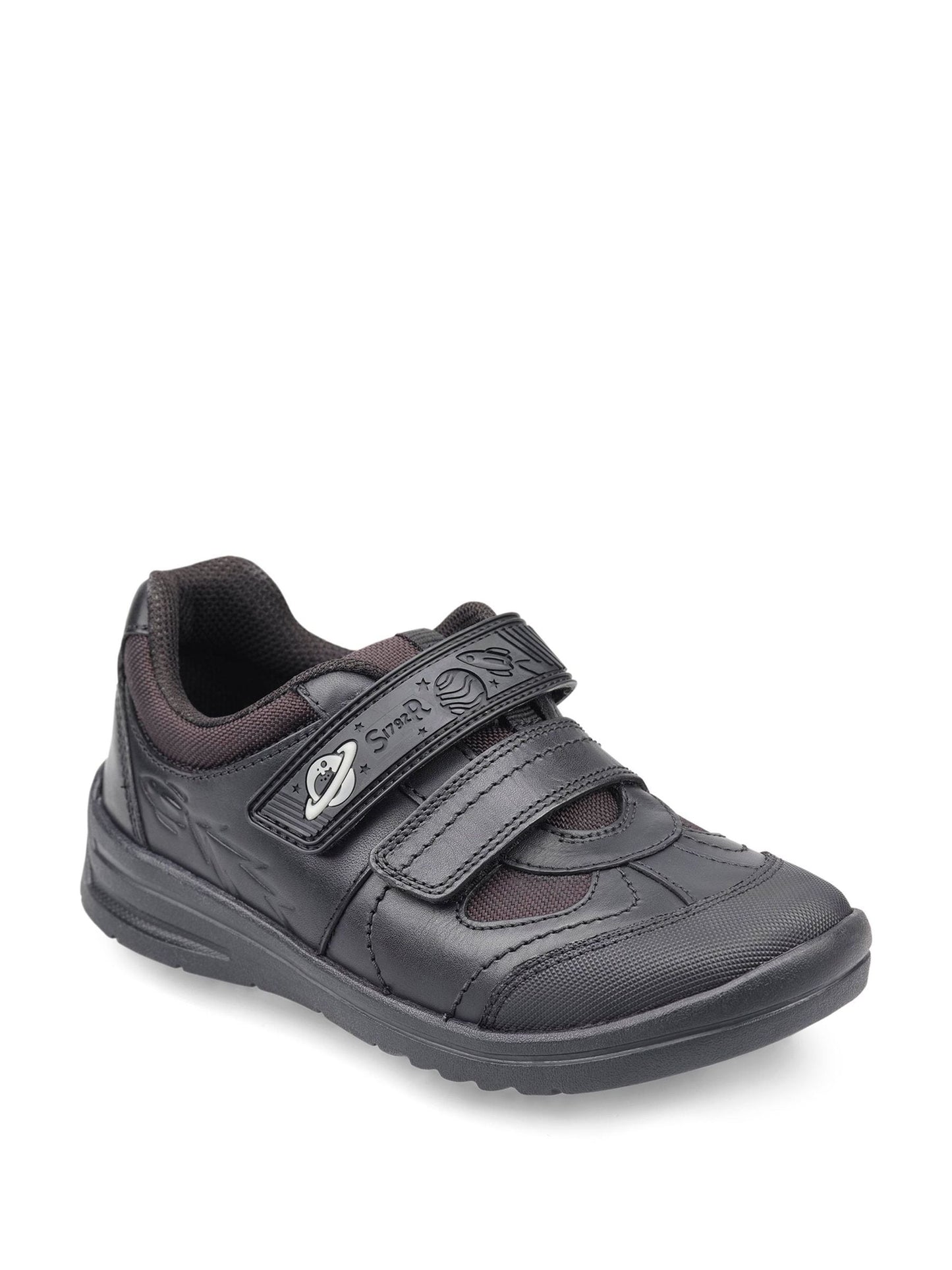 Start Rite Black Wide Fit Rocket Rip-Tape Space Theme Leather School Shoes image 4