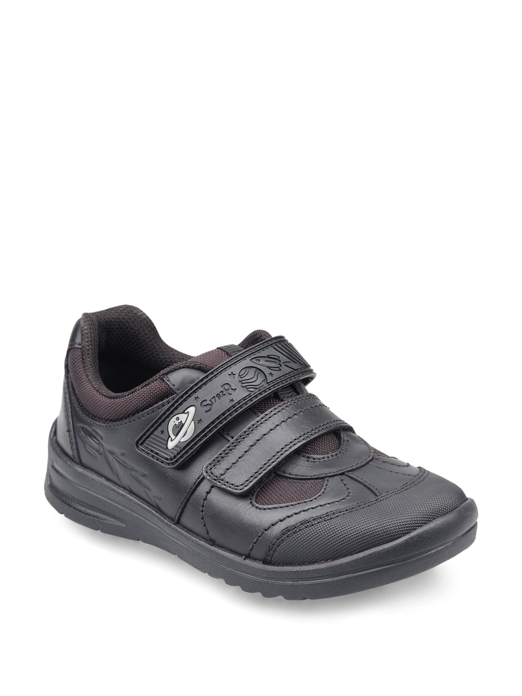 Start Rite Black Wide Fit Rocket Rip-Tape Space Theme Leather School Shoes image 4