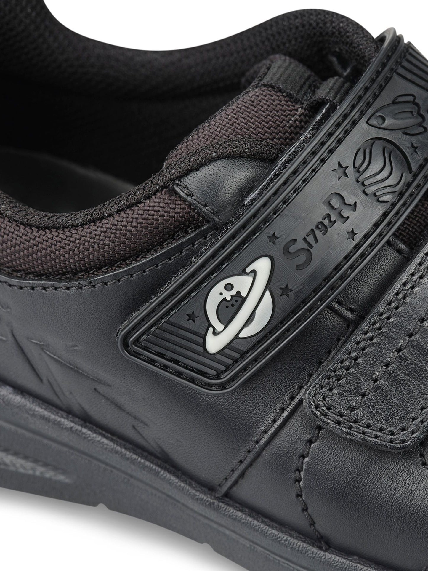 Start Rite Black Wide Fit Rocket Rip-Tape Space Theme Leather School Shoes image 8