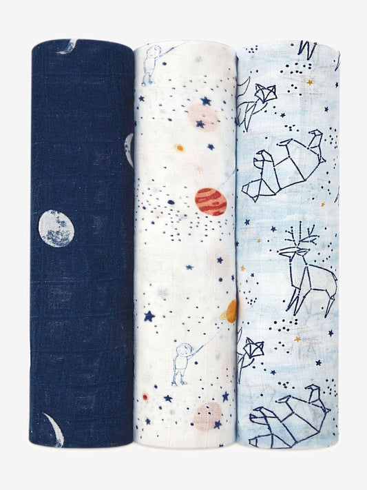 aden + anais White Large Silky Stargaze Soft Muslin Blankets 3 Pack image 1