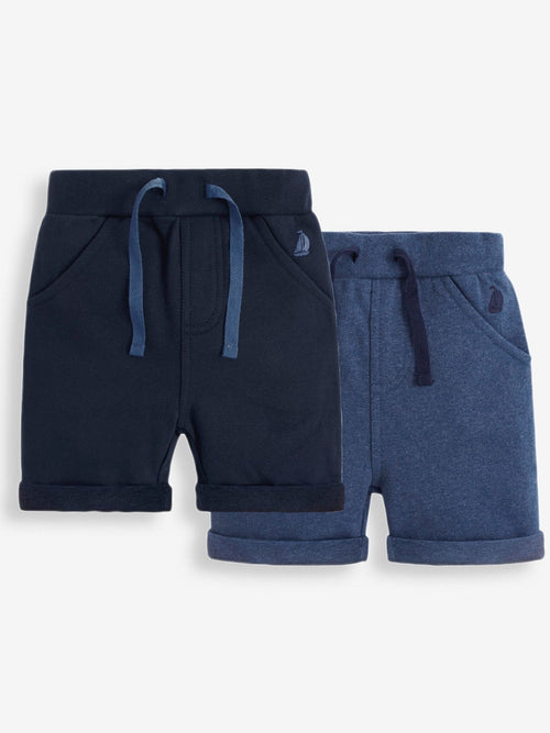 JoJo Maman Bébé Navy Blue & Royal Blue 2-Pack Jogger Shorts image 1