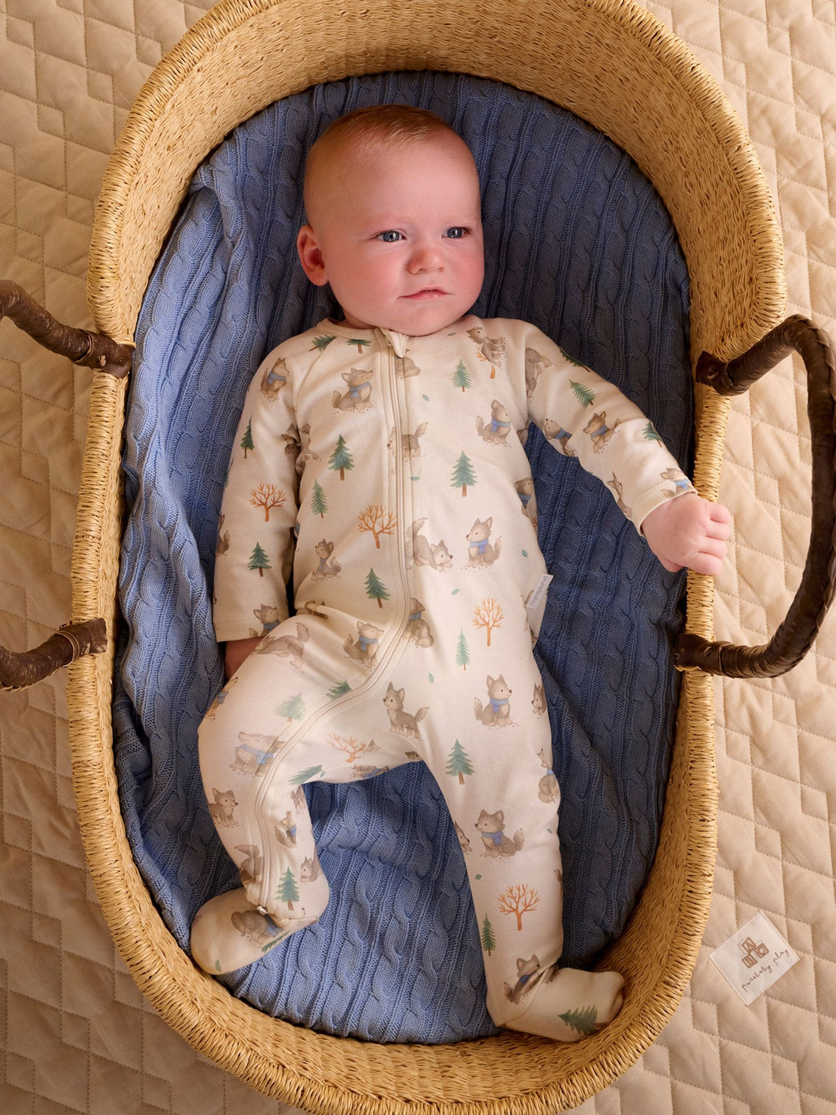 Purebaby Cream 2 Pack Footed Two-Way Zip Printed Sleepsuit - image 5