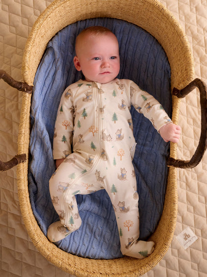 Purebaby Cream 2 Pack Footed Two-Way Zip Printed Sleepsuit - image 5