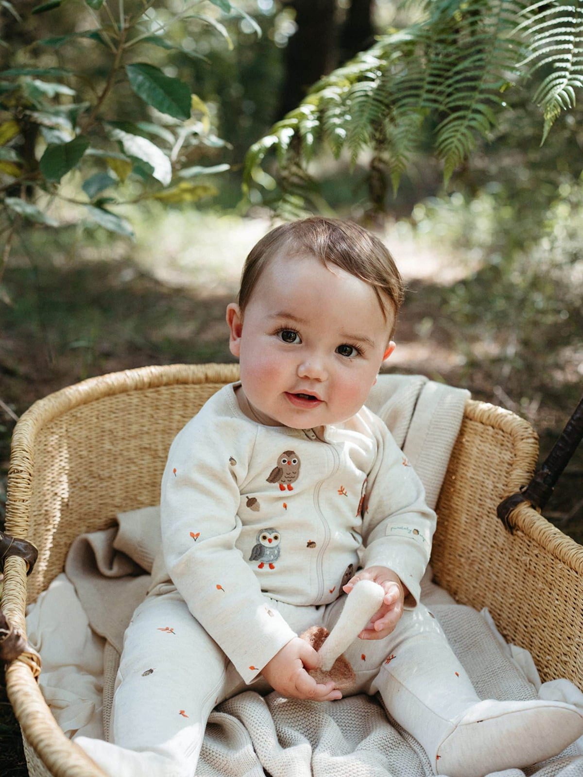 Purebaby Natural Thick Footed Two-Way Zip Sleepsuit & Bib Set - image 1