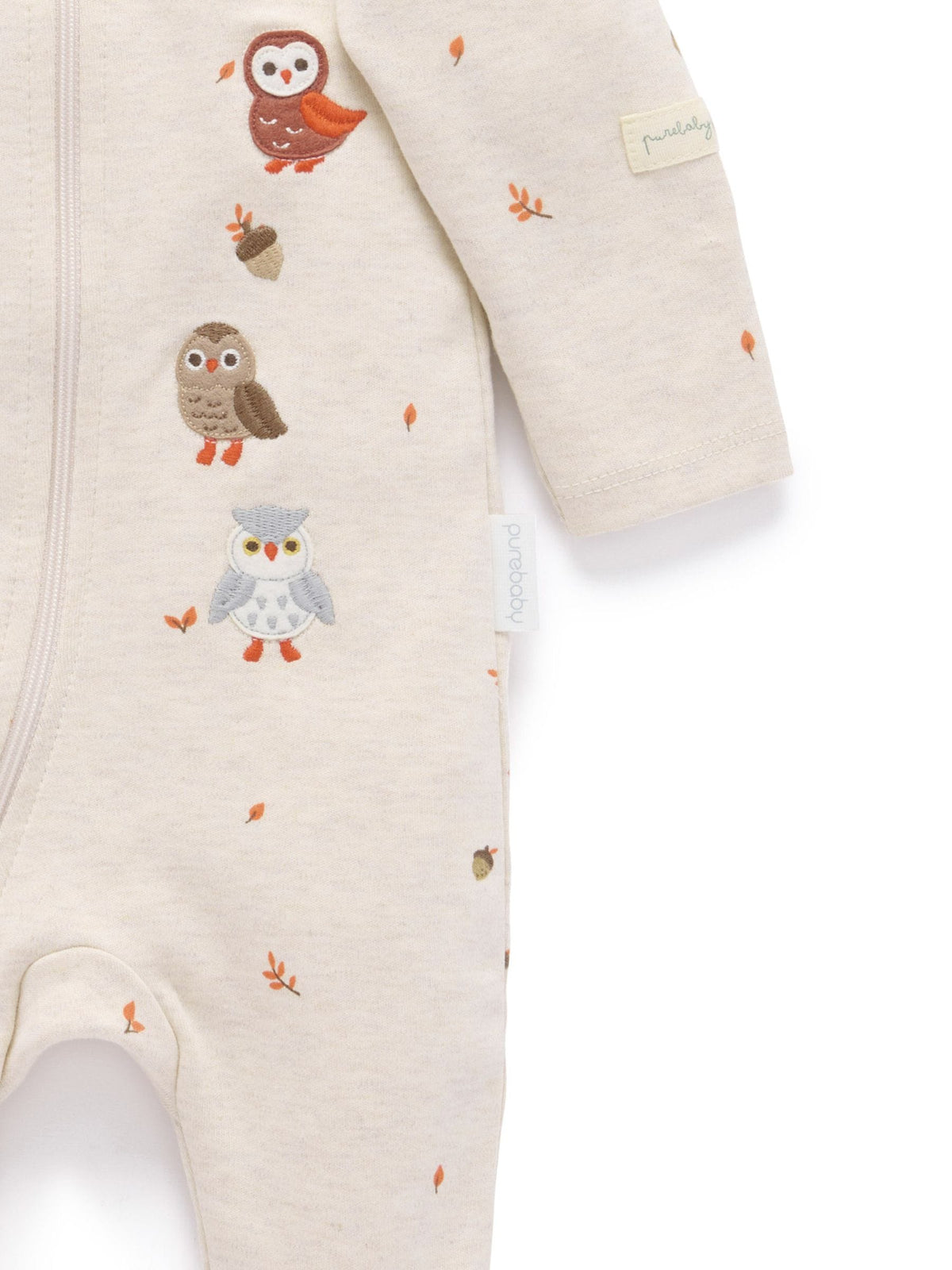 Purebaby Natural Thick Footed Two-Way Zip Sleepsuit & Bib Set - image 5