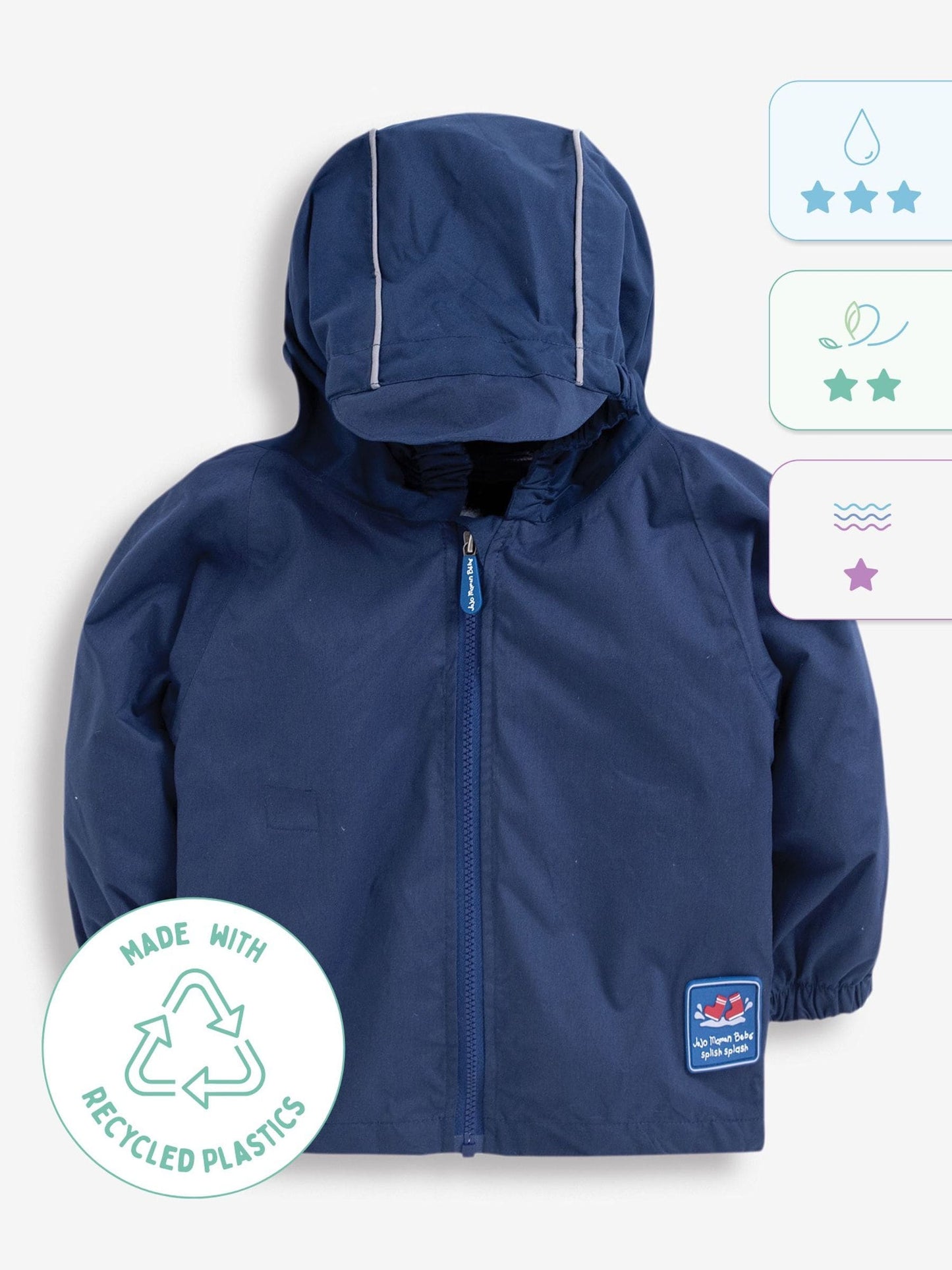 Dsiney Kidz - JoJo Maman Bébé Navy Blue Pack-Away Rain Jacket image 4