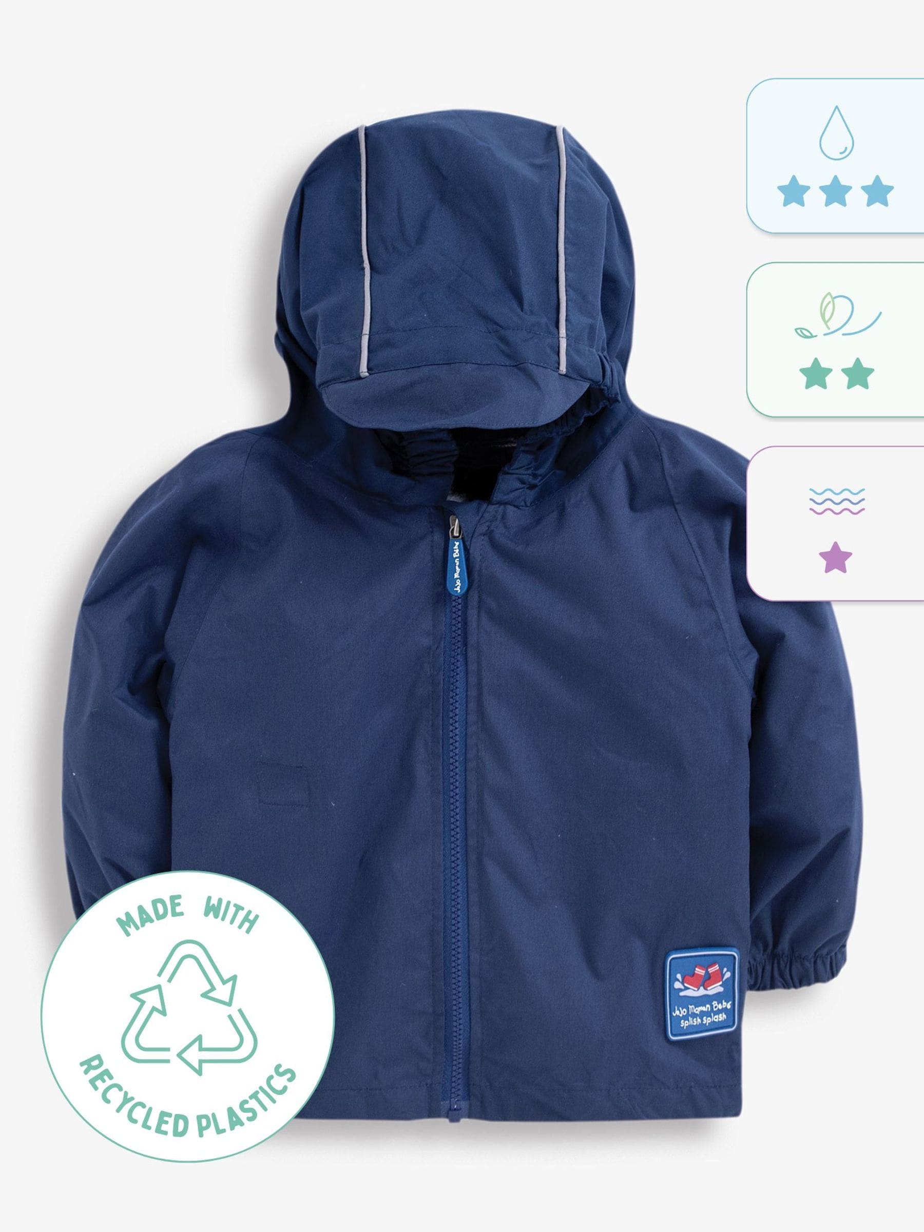 Dsiney Kidz - JoJo Maman Bébé Navy Blue Pack-Away Rain Jacket image 4