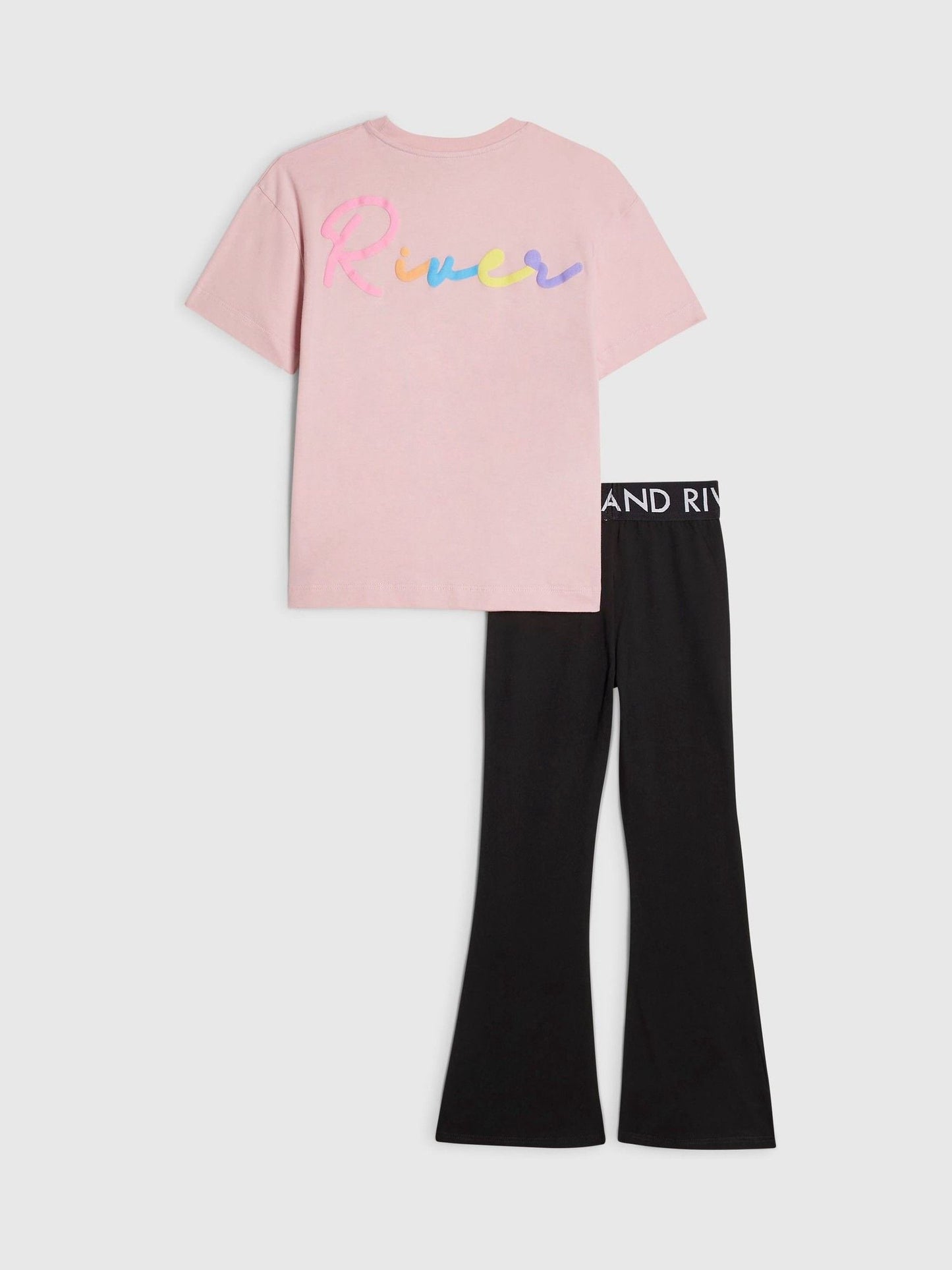 Dsiney Kidz - River Island Black Script T-Shirt & Kickflare Set image 3