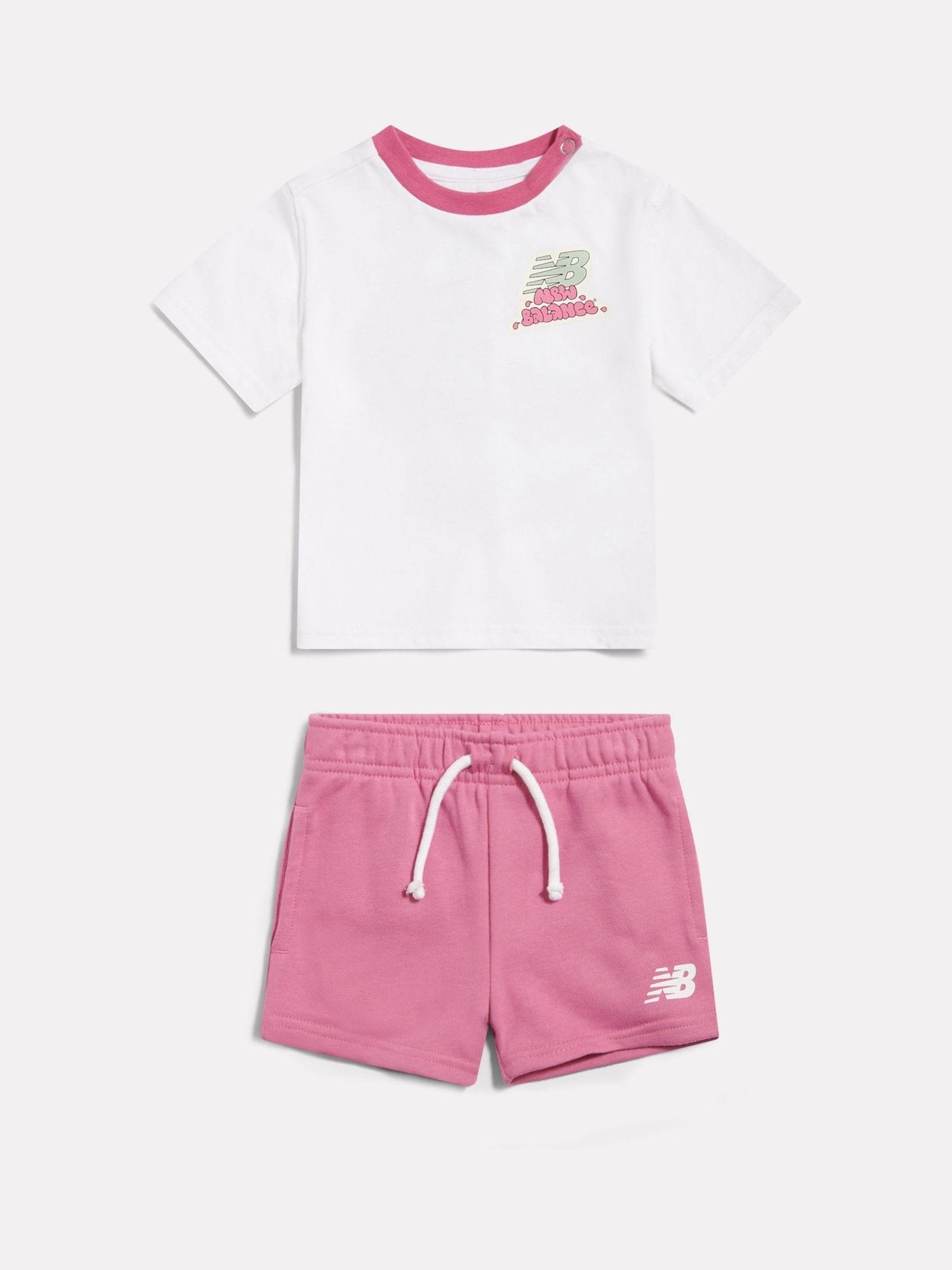 Dsiney Kidz - New Balance White Sticker Graphic T-Shirt & Shorts Set image 1