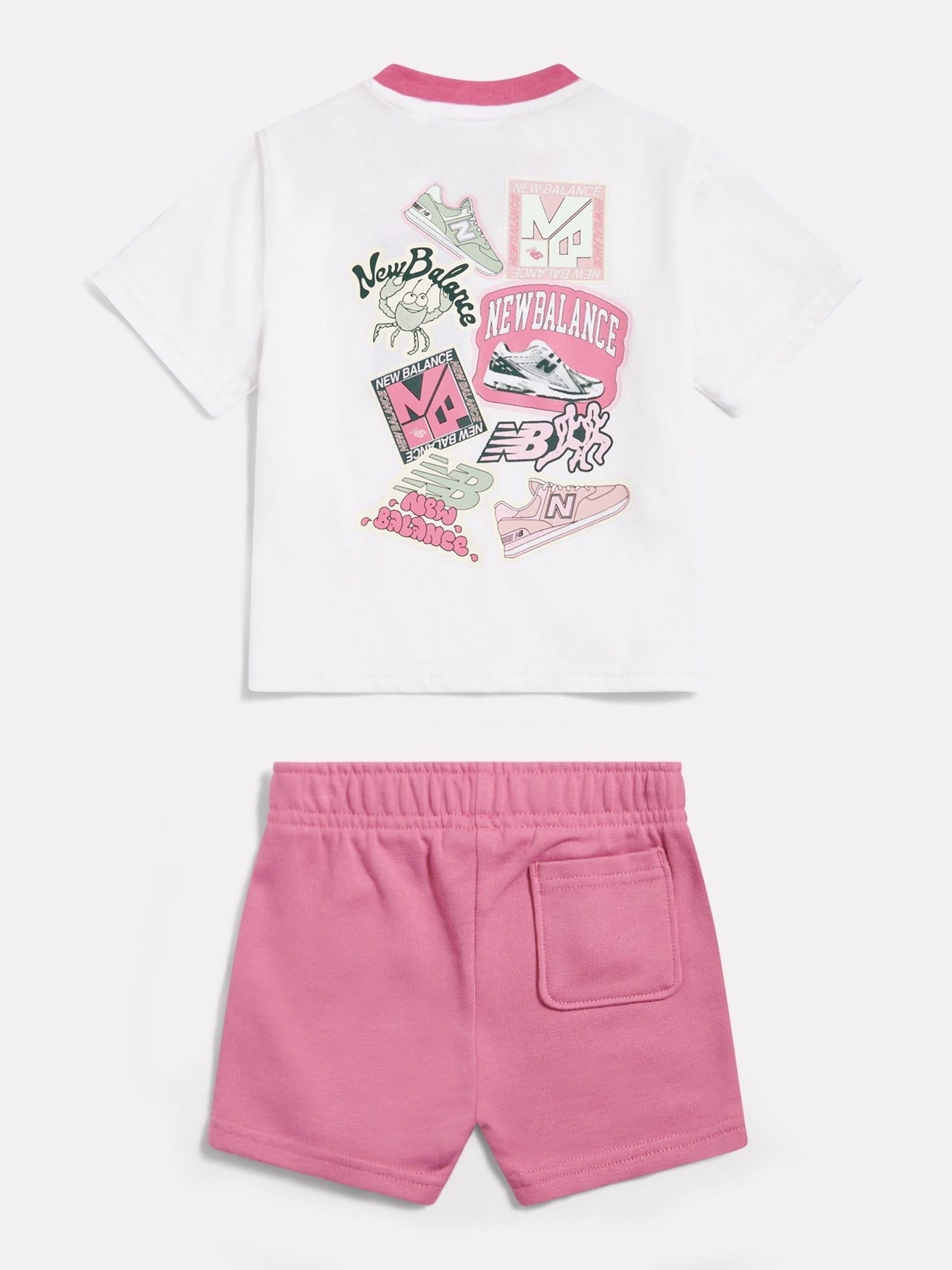 Dsiney Kidz - New Balance White Sticker Graphic T-Shirt & Shorts Set image 2