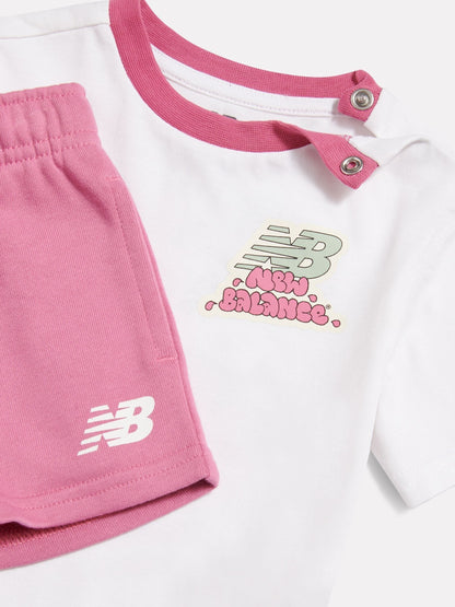 Dsiney Kidz - New Balance White Sticker Graphic T-Shirt & Shorts Set image 3
