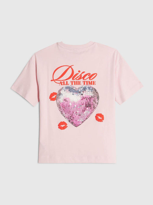 Dsiney Kidz - River Island Pink Disco Heart Short Sleeve T-Shirt image 1