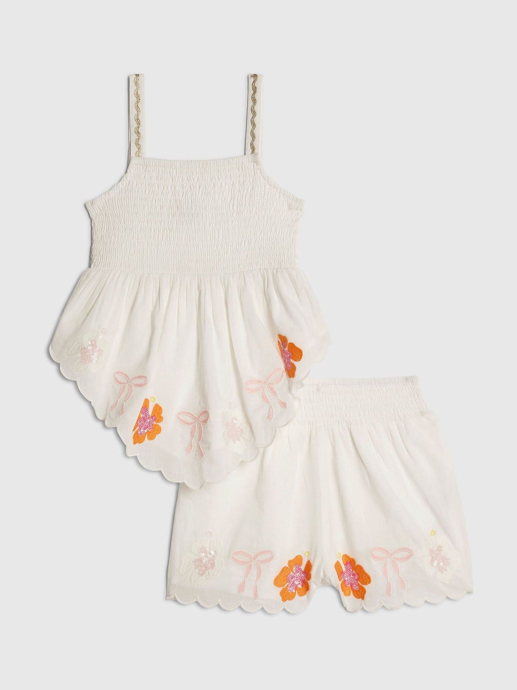 Dsiney Kidz - River Island White Embelished Hanky Hem Top & Skirt Set image 1