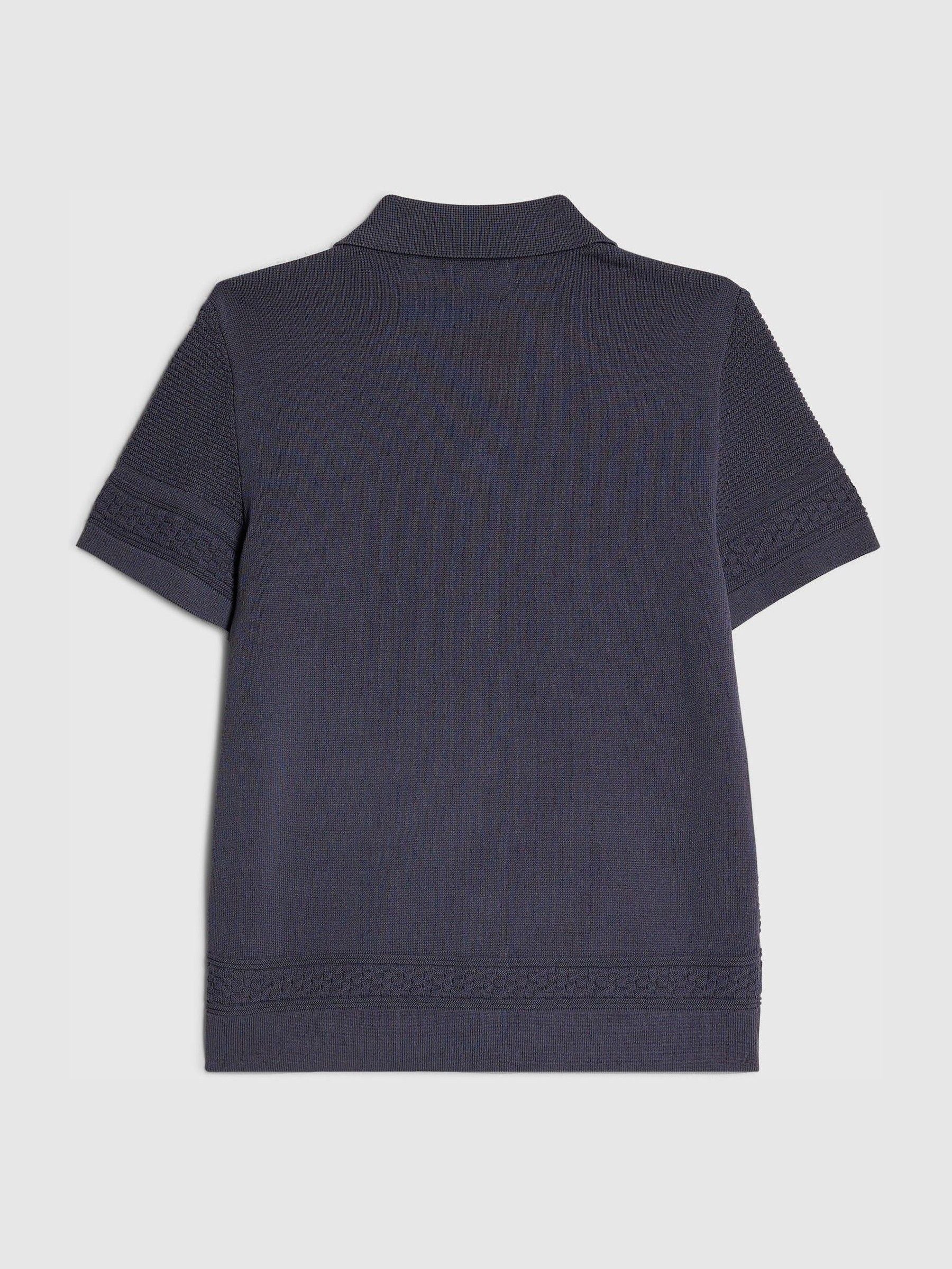 Dsiney Kidz - River Island Navy Blue Slinky Knitted Revere Shirt image 1