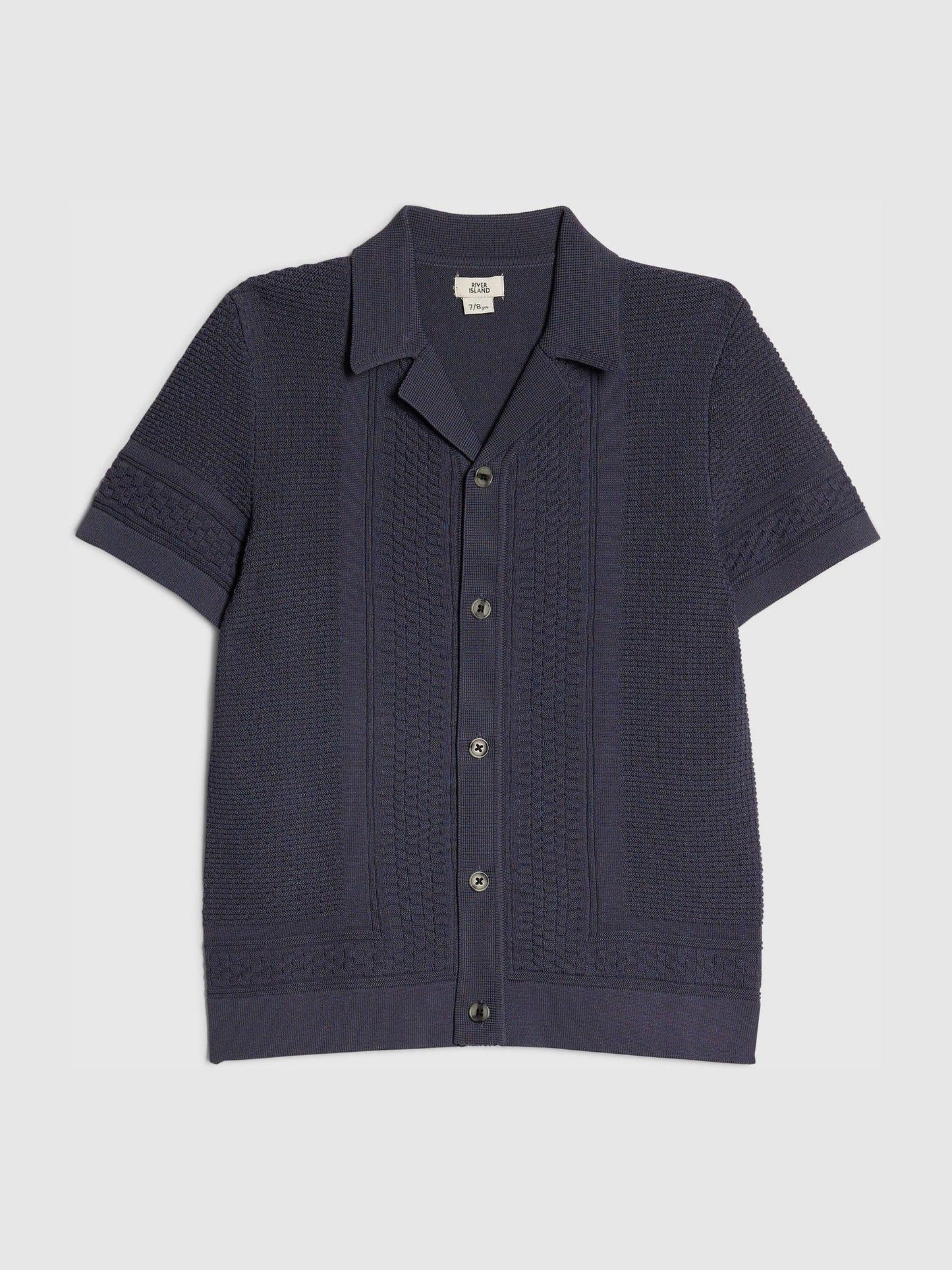 Dsiney Kidz - River Island Navy Blue Slinky Knitted Revere Shirt image 2