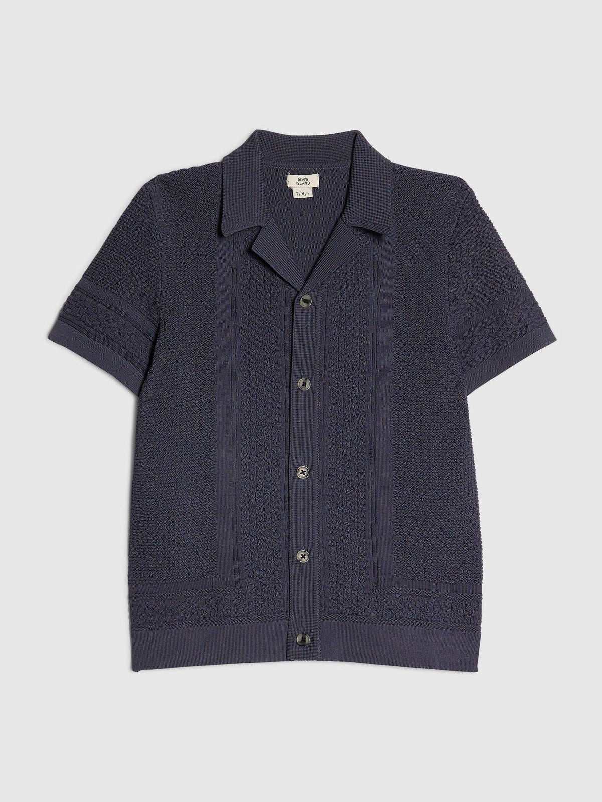 Dsiney Kidz - River Island Navy Blue Slinky Knitted Revere Shirt image 2