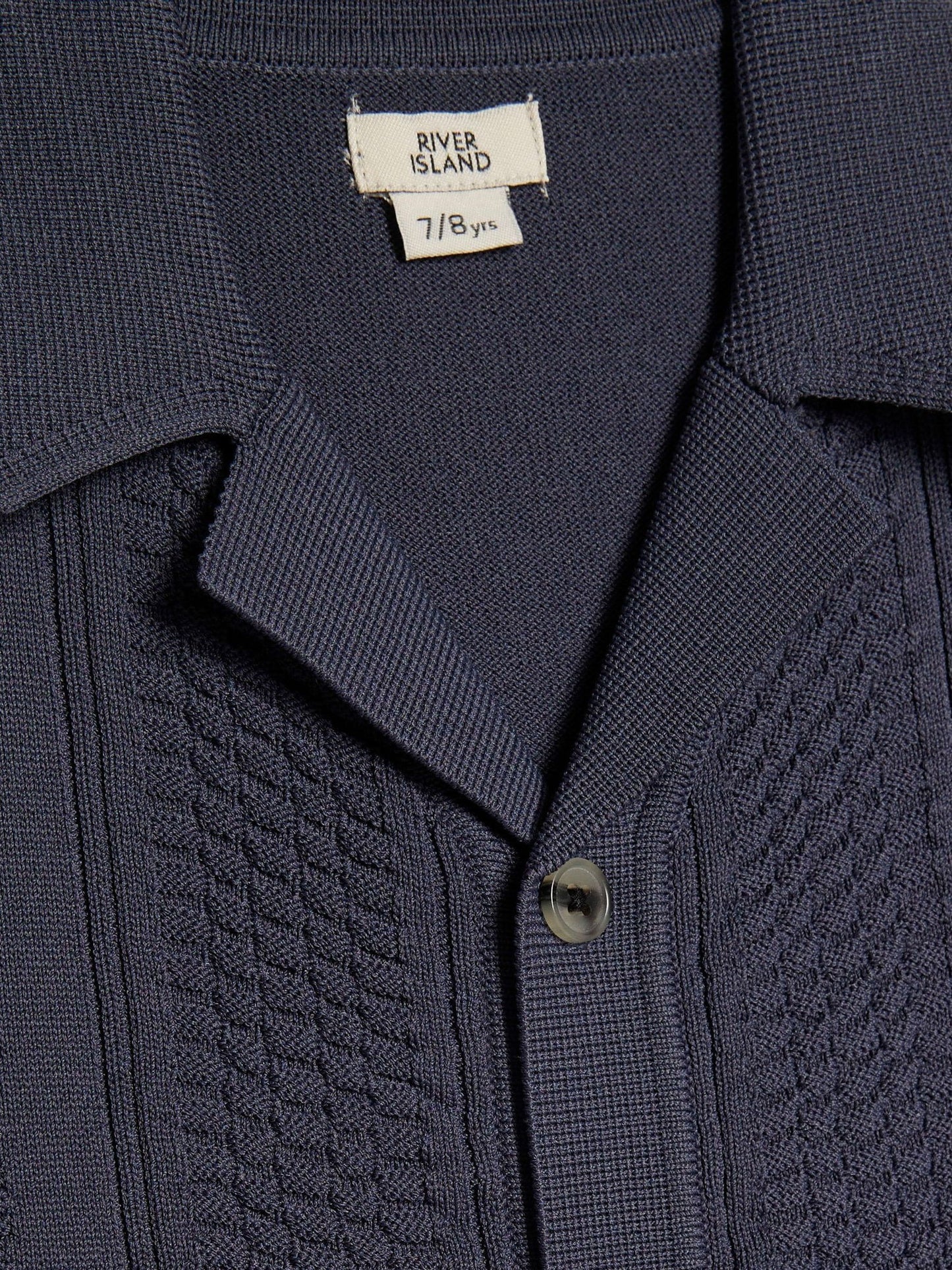 Dsiney Kidz - River Island Navy Blue Slinky Knitted Revere Shirt image 3