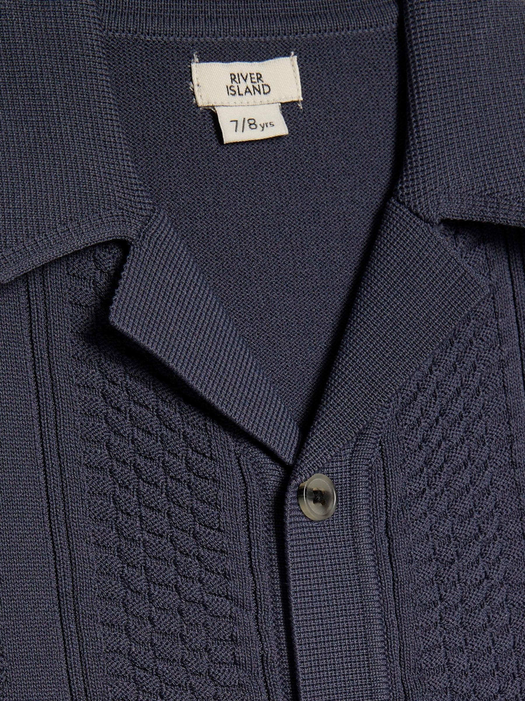 Dsiney Kidz - River Island Navy Blue Slinky Knitted Revere Shirt image 3