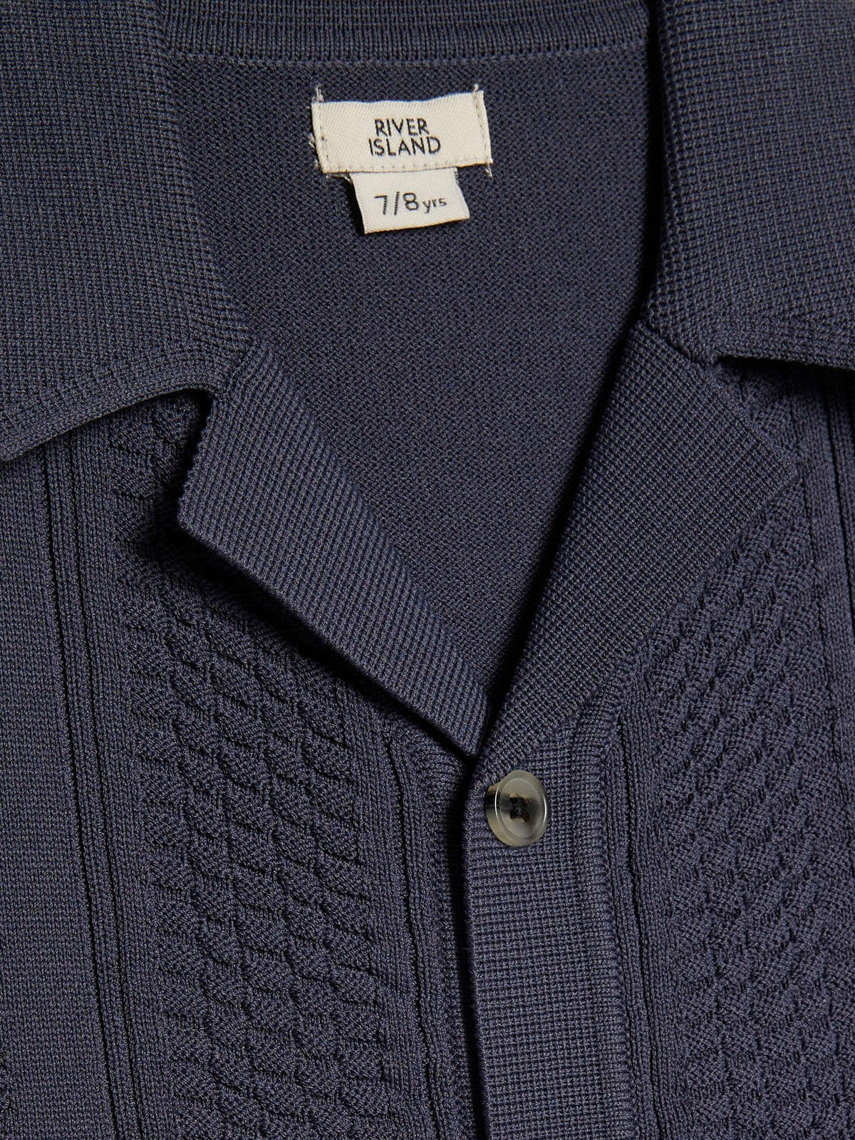 Dsiney Kidz - River Island Navy Blue Slinky Knitted Revere Shirt image 3