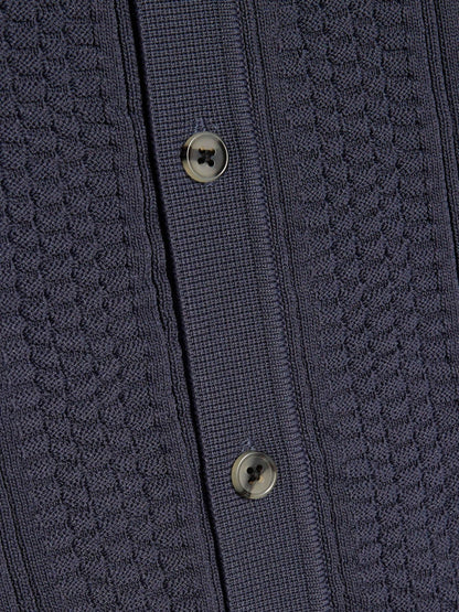 Dsiney Kidz - River Island Navy Blue Slinky Knitted Revere Shirt image 4