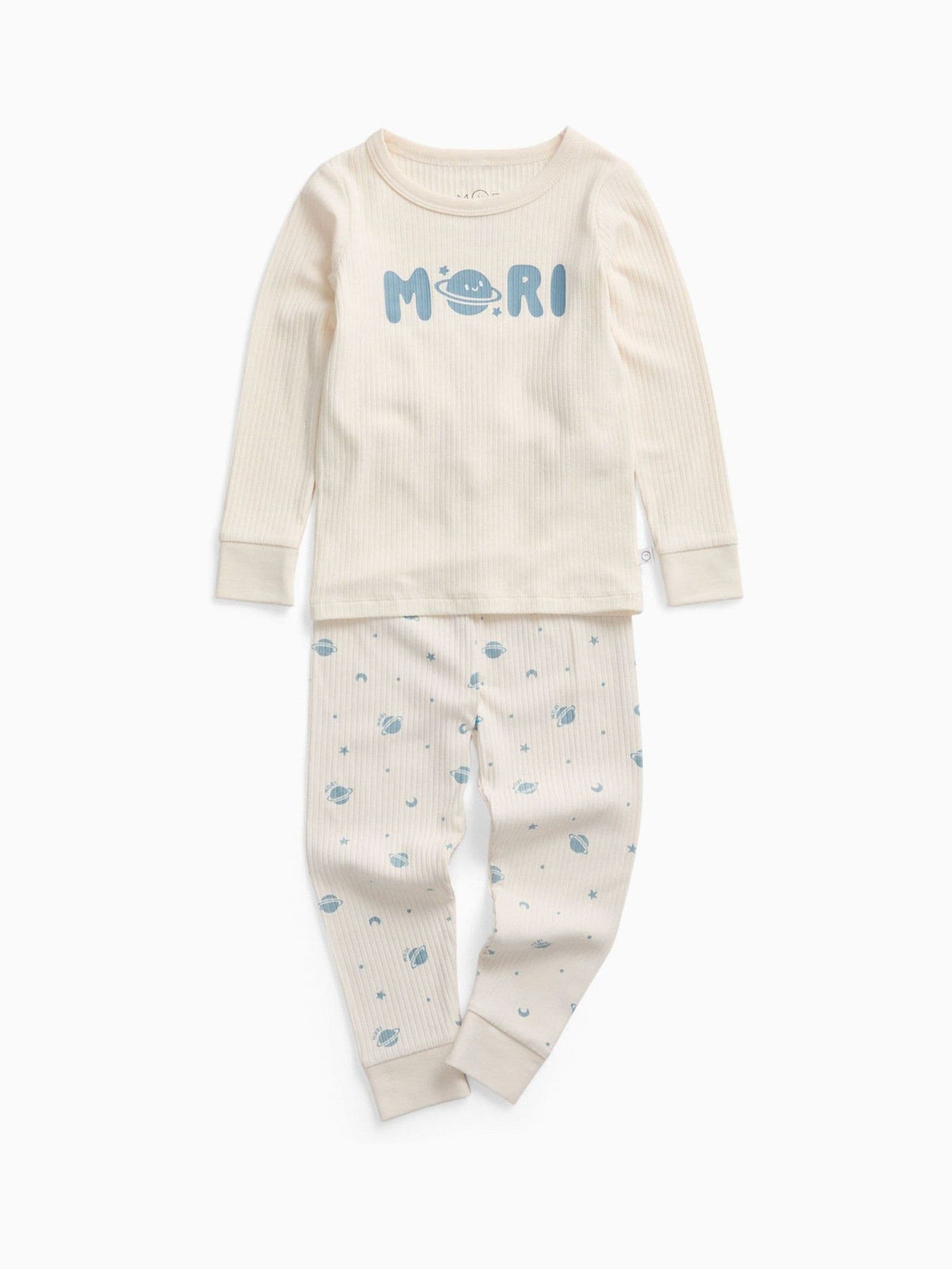 MORI Cream Space Placement Print Supersoft Ribbed Pyjamas Set - image 2